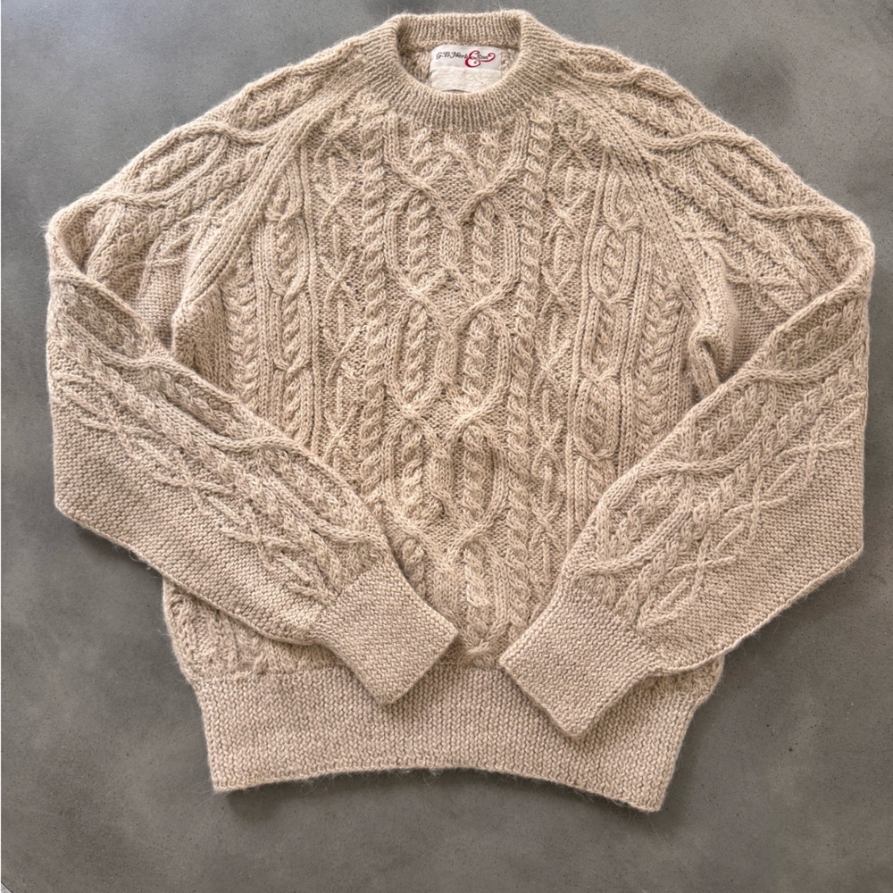 Vintage GB Harber & Son Cream Alpaca Cable Knit Sweater Women’s Small - Picture 2 of 8